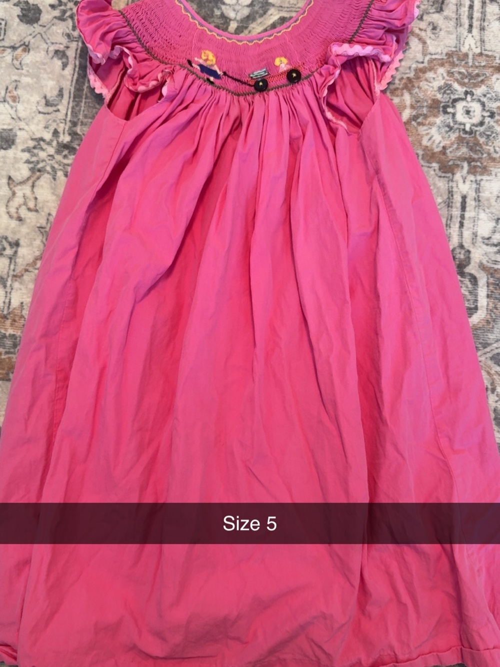 Bright Pink Girls Smocked Ruffle Dress